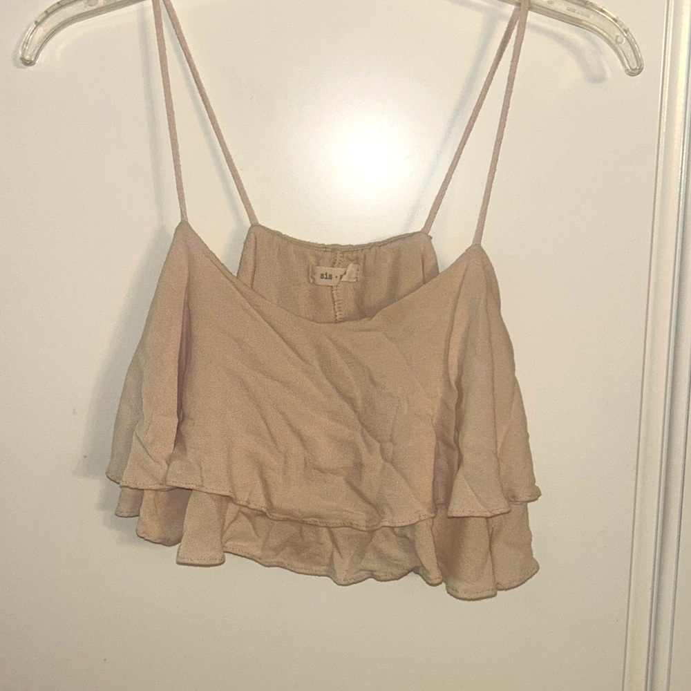 Sis Sis Light Pink Spaghetti Strap Flowy Crop Top. Size Small.